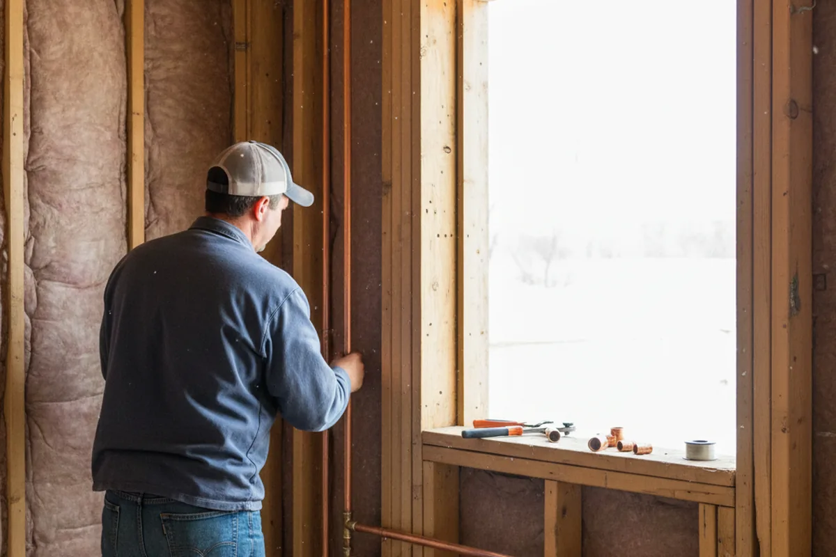 Licensed plumber running new copper supply lines in a Frackville home
